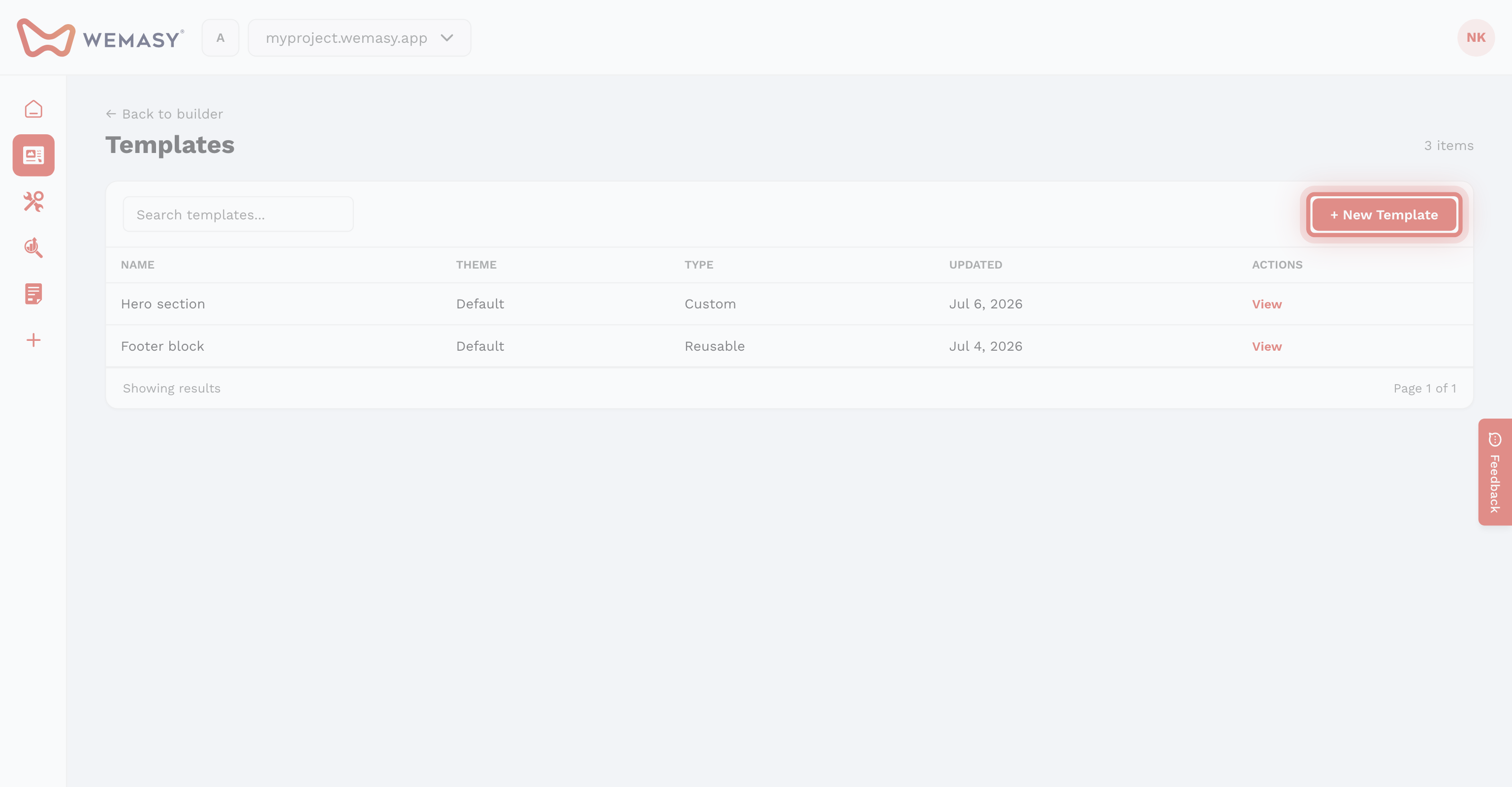 Creatore di siti: crea un template riutilizzabile