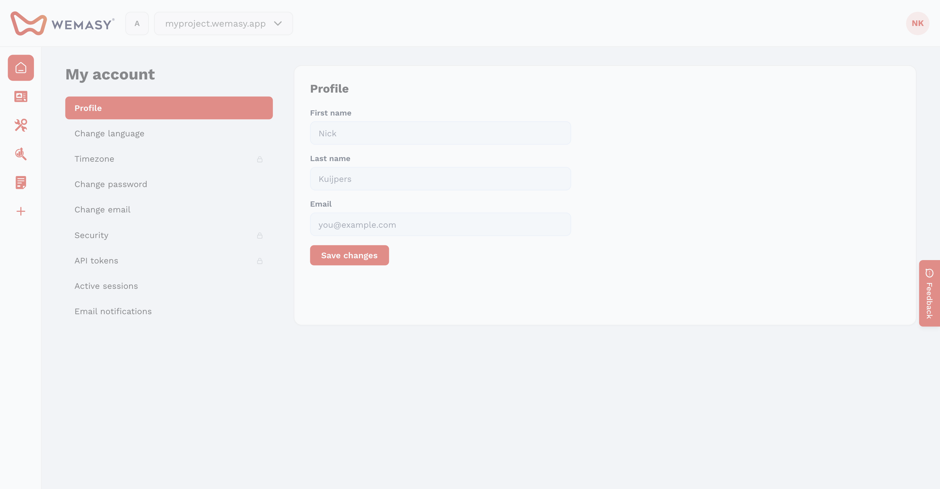 Le preferenze per le notifiche email di WEMASY