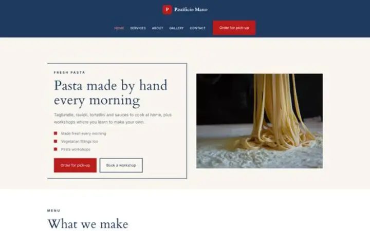 Sito web per pasta fresca