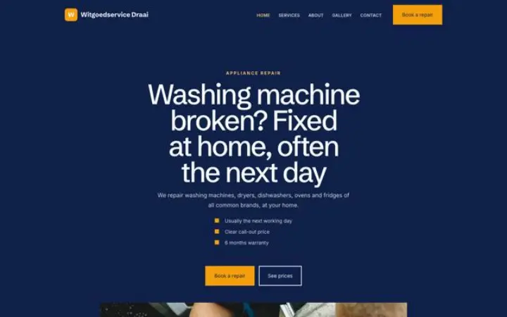 Sito web per riparazione elettrodomestici