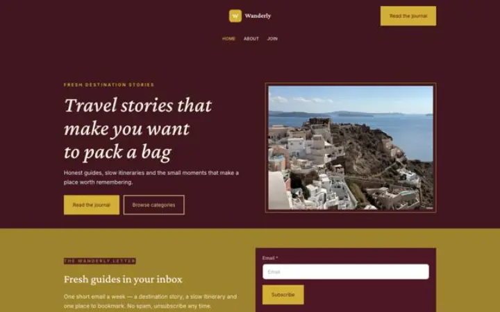 Sito web per viaggi