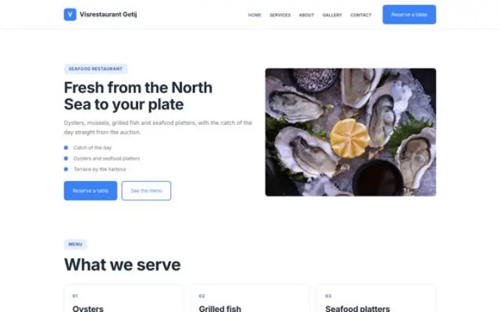Sito web per ristorante di pesce
