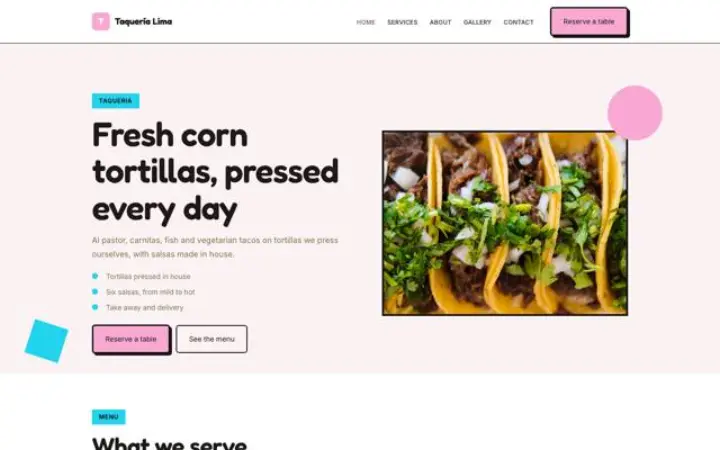 Sito web per taqueria