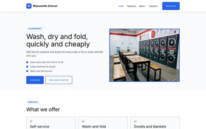 Sito web per lavanderia self-service