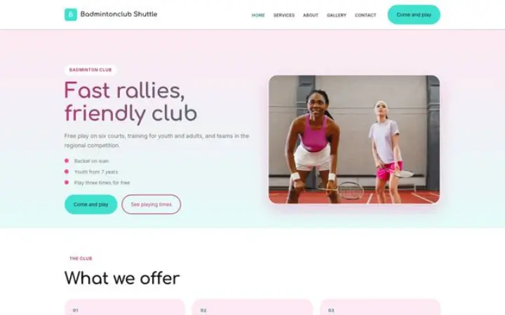 Sito web per club di badminton