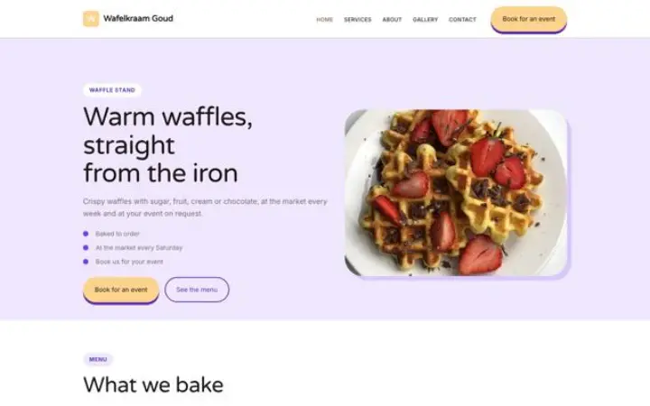 Sito web per chiosco di waffle