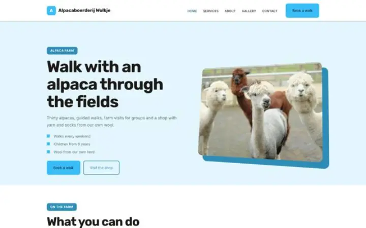 Sito web per fattoria degli alpaca