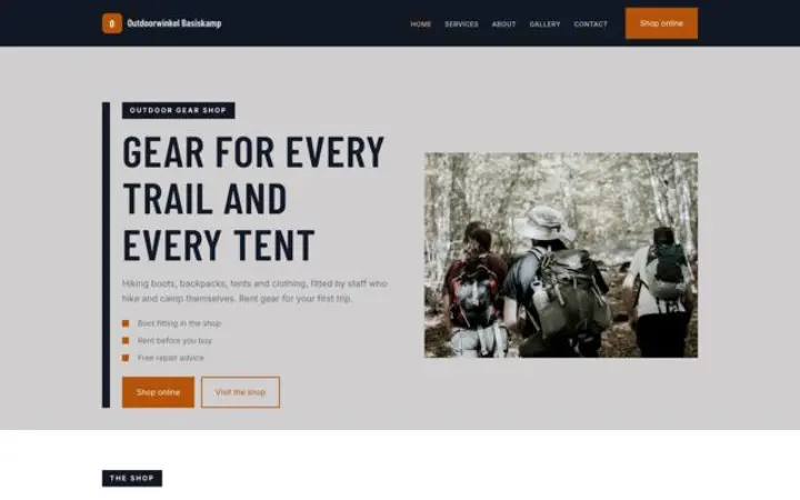 Sito web per negozio outdoor