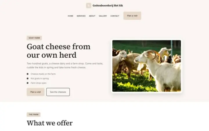 Sito web per fattoria di capre