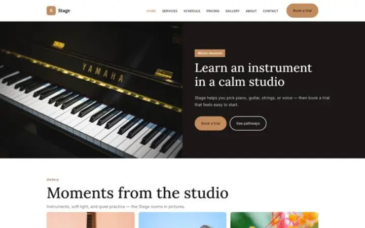 Sito web per lezioni di musica