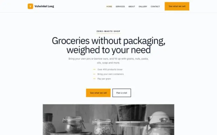 Sito web per negozio zero waste