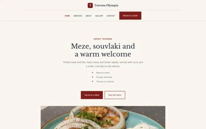 Sito web per ristorante greco