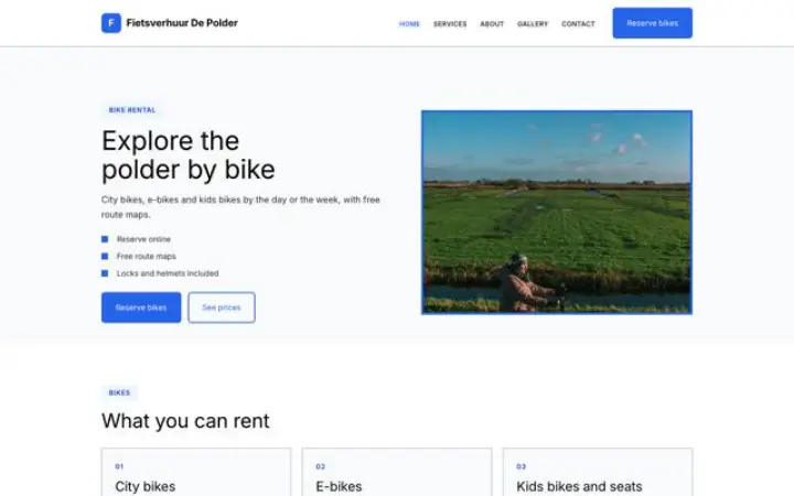 Sito web per noleggio bici