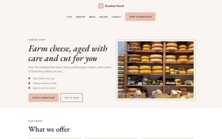 Sito web per formaggeria
