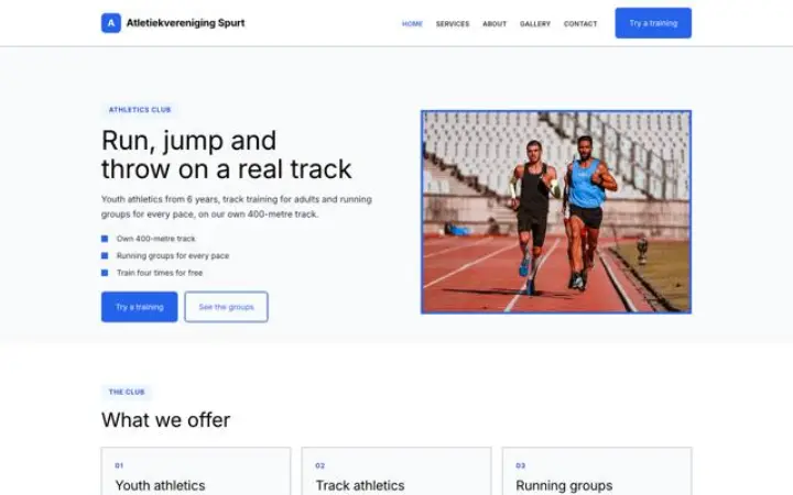 Sito web per società di atletica