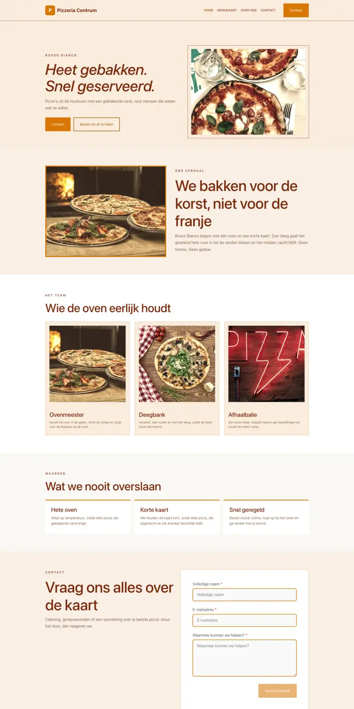 Esempio di un sito web per pizzeria