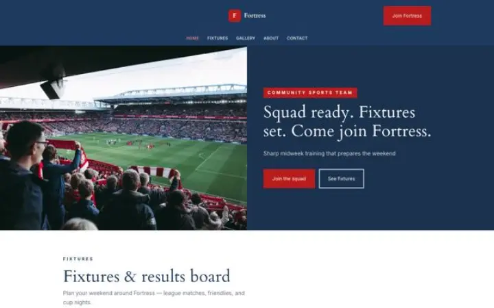 Sito web per squadra sportiva