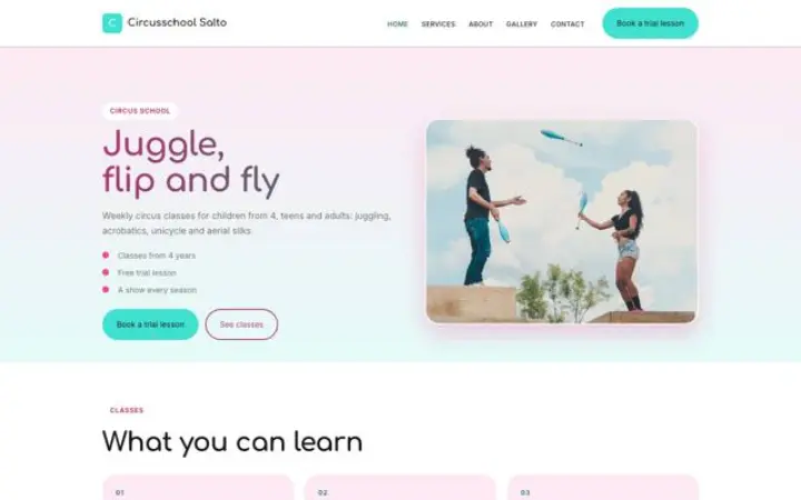 Sito web per scuola di circo