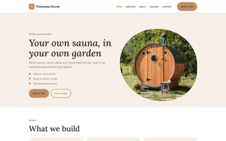 Sito web per saune da giardino