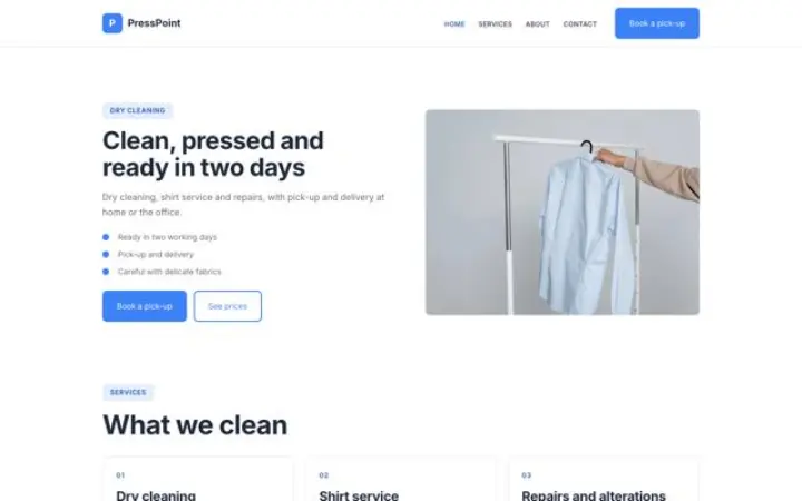 Sito web per lavanderia a secco