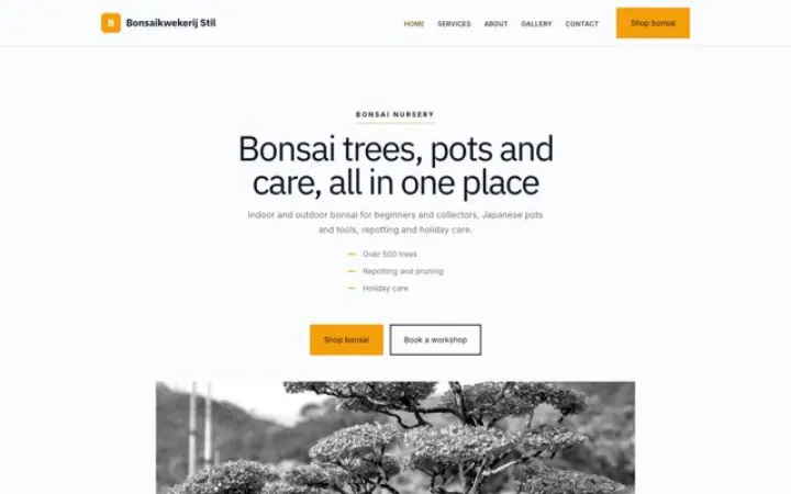 Sito web per vivaio di bonsai