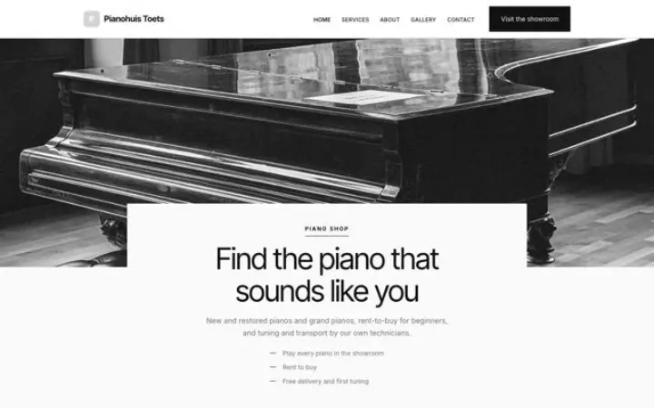 Sito web per negozio di pianoforti