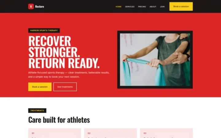 Sito web per terapia sportiva