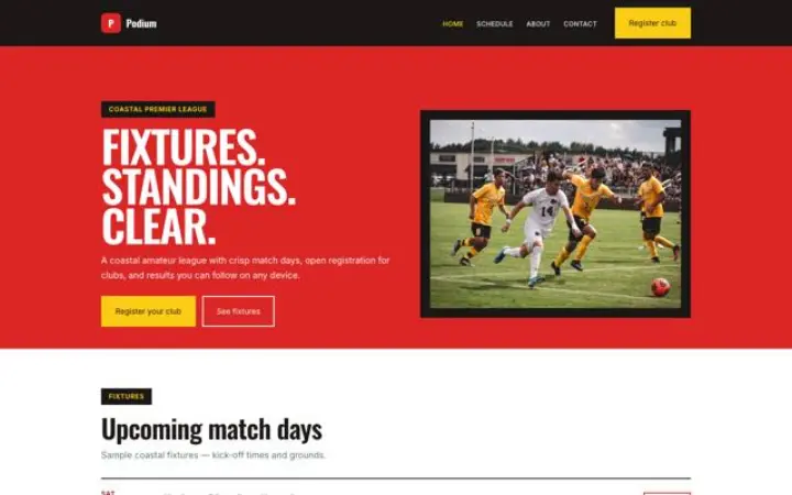 Sito web per lega sportiva