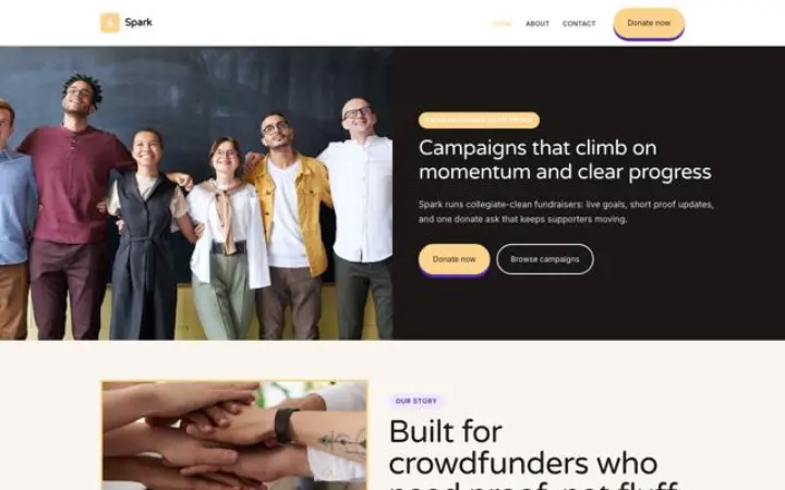 Esempio del tema Spark per raccolta fondi