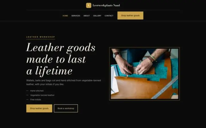 Sito web per laboratorio di pelletteria