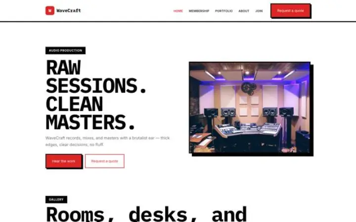 Sito web per produzione audio