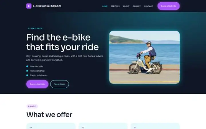 Sito web per negozio di e-bike