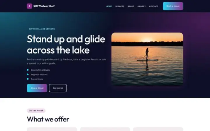 Sito web per noleggio sup
