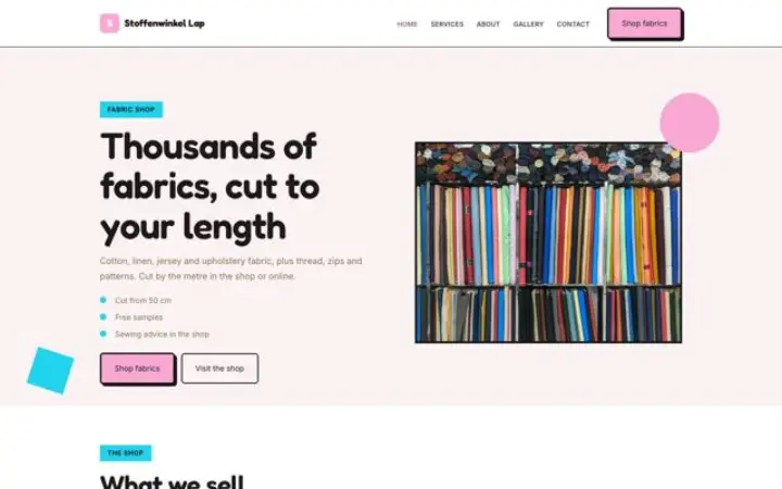 Sito web per negozio di tessuti