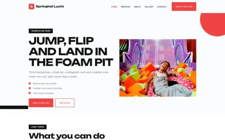 Sito web per trampoline park