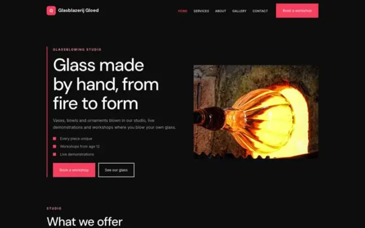 Sito web per vetreria artistica