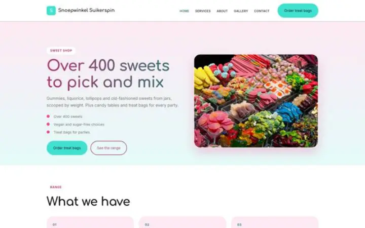 Sito web per negozio di caramelle