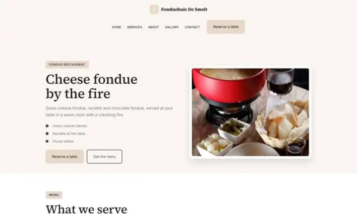 Sito web per ristorante di fonduta