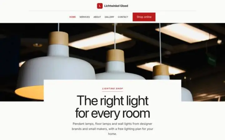Sito web per negozio di illuminazione