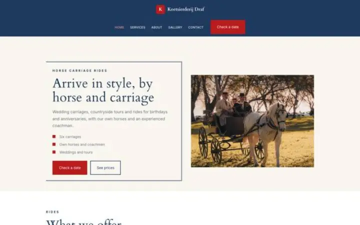 Sito web per giri in carrozza