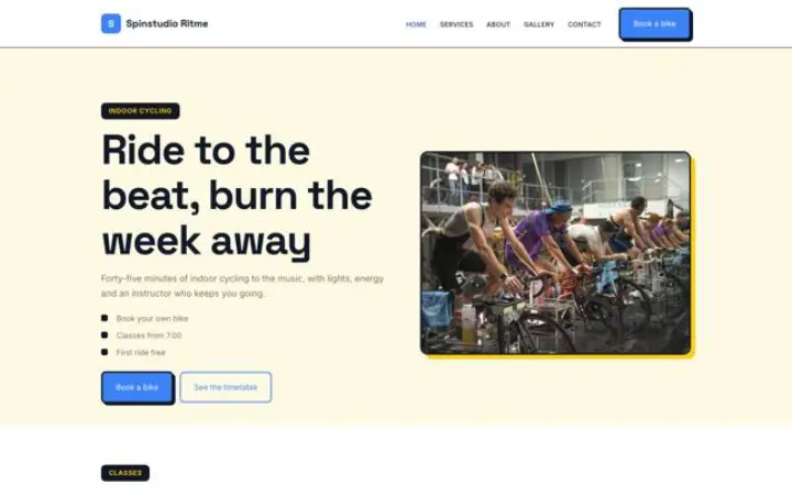 Sito web per studio di indoor cycling