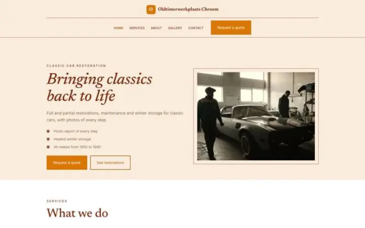 Sito web per restauro auto d'epoca