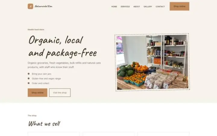 Sito web per negozio bio