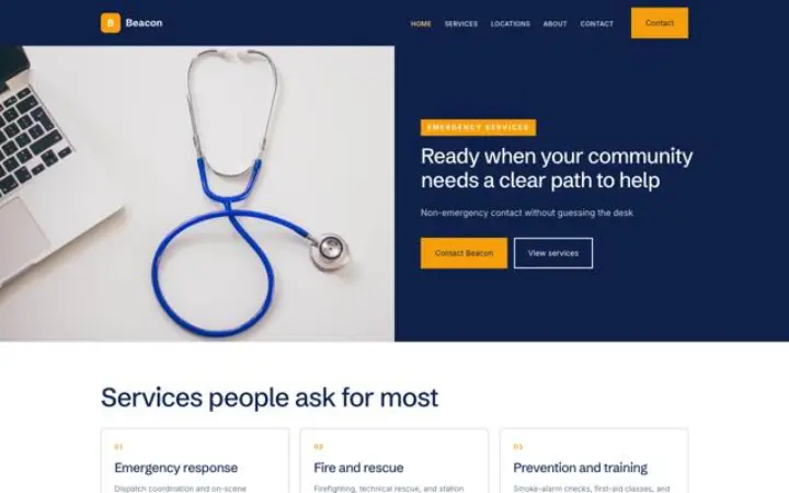 Sito web per servizi di emergenza