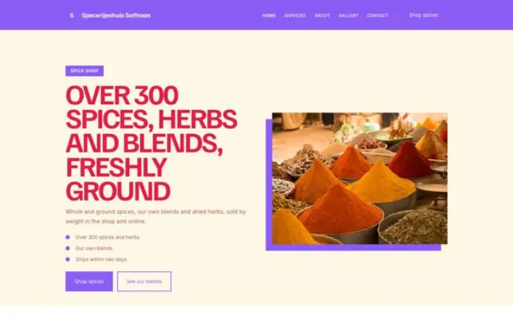Sito web per bottega delle spezie