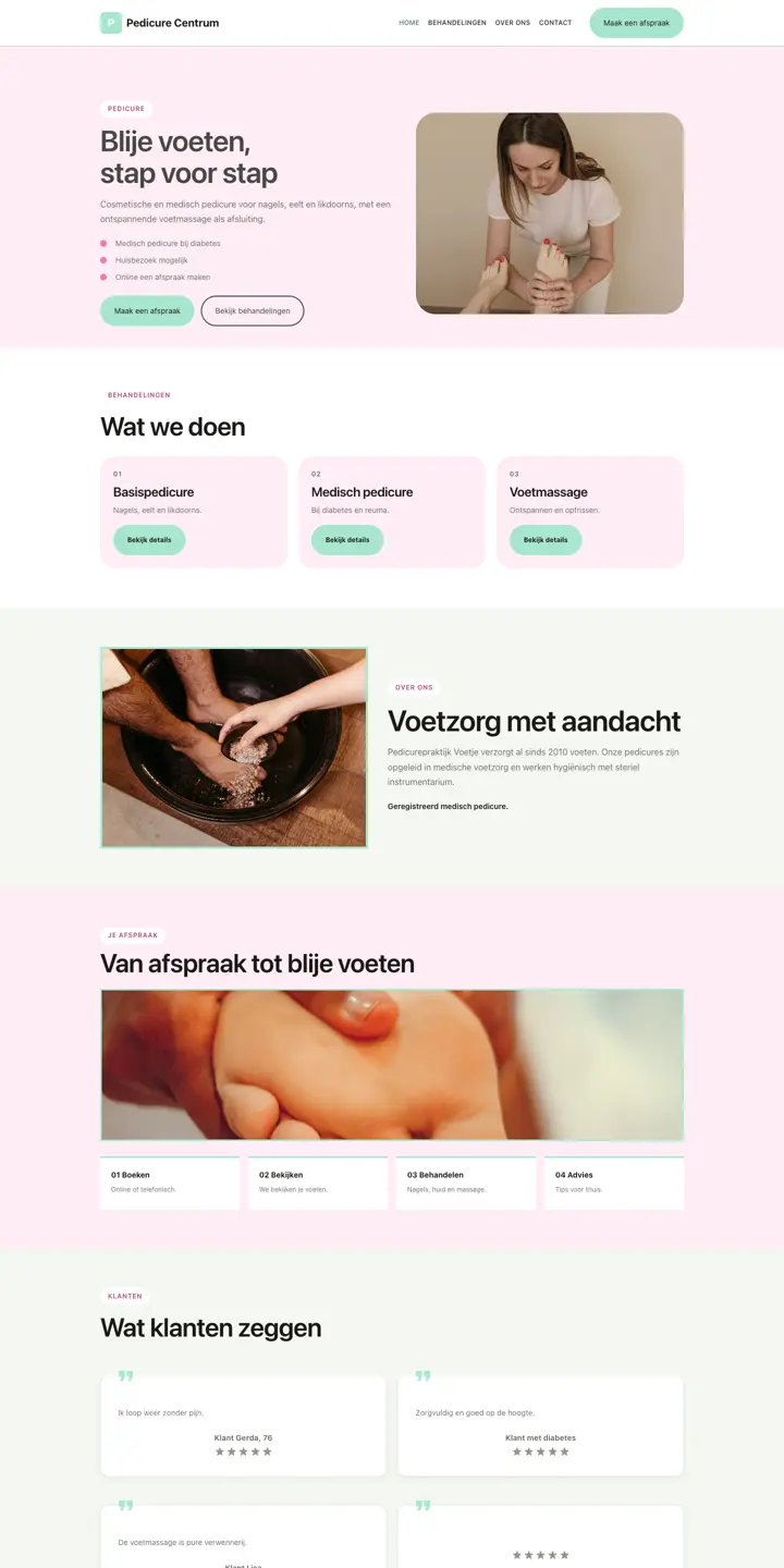 Esempio di un sito web per pedicurista