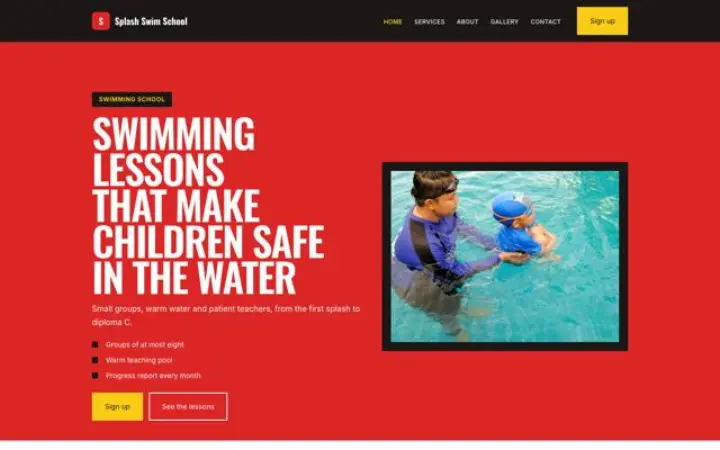 Sito web per scuola di nuoto
