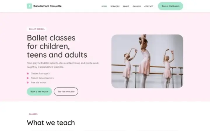 Sito web per scuola di danza classica