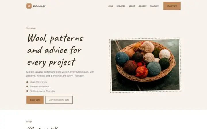 Sito web per negozio di filati