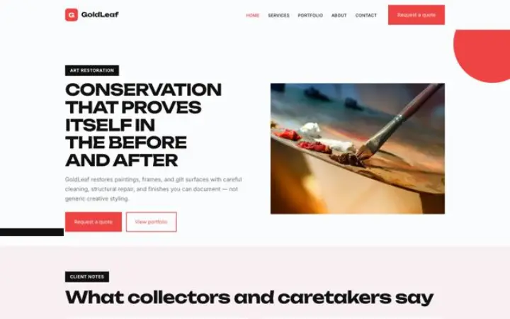 Sito web per restauro d'arte
